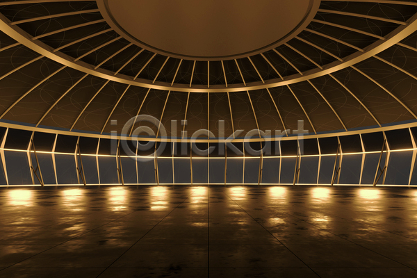 사람없음 3D JPG 포토 해외이미지 갈색 공간 금색 내부 돔지붕 반사 원형 조명