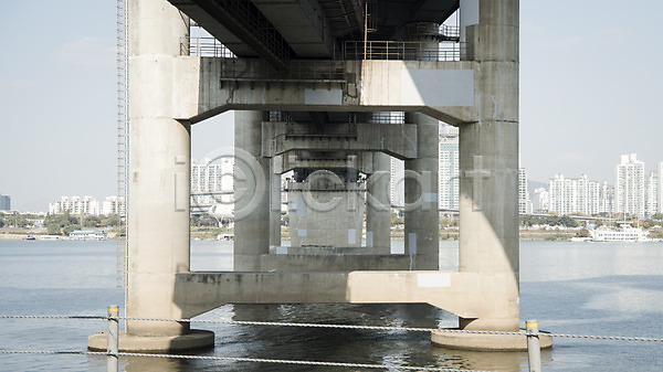 사람없음 JPG 포토 강가 다리밑 도시 도시풍경 빌딩 서울 야외 주간 청담대교 하늘 한강 한국