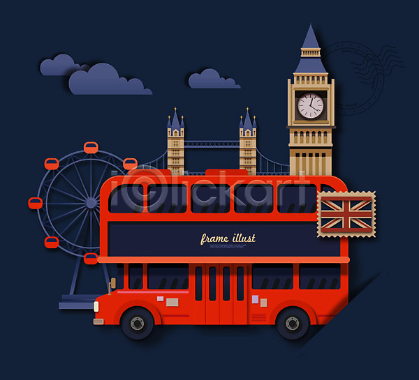 사람없음 AI(파일형식) 일러스트 런던브릿지 런던아이 백그라운드 빅벤 아름다울미 영국 오브젝트 이층버스 프레임