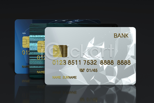 사람없음 3D JPG 디지털합성 해외이미지 경제 금융 세개 신용카드 종류