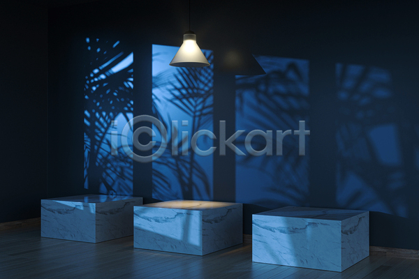 사람없음 3D JPG 포토 해외이미지 공간 그림자 내부 빛 어둠 인테리어 잎 조명 창문 파란색