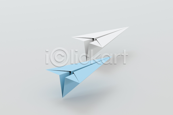 사람없음 3D JPG 포토 해외이미지 그래픽 종이비행기 하늘색 흰배경 흰색