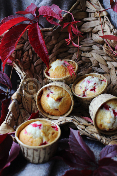 사람없음 JPG 포토 해외이미지 볏짚 빨간색 스튜디오촬영 오브젝트 잎 천(직물) 컵케이크