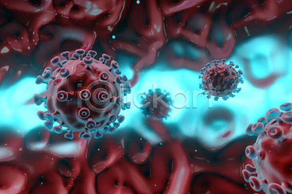 사람없음 3D JPG 해외이미지 델타변이바이러스 바이러스 빨간색 세포 오미크론 의학 전염병 코로나바이러스 코로나바이러스감염증19 파란색
