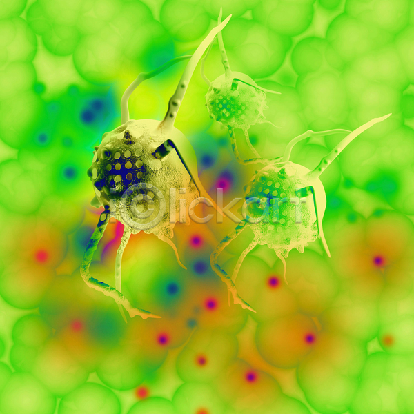 사람없음 3D JPG 디지털합성 포토 해외이미지 세포 암 연두색 의학 종양 질병