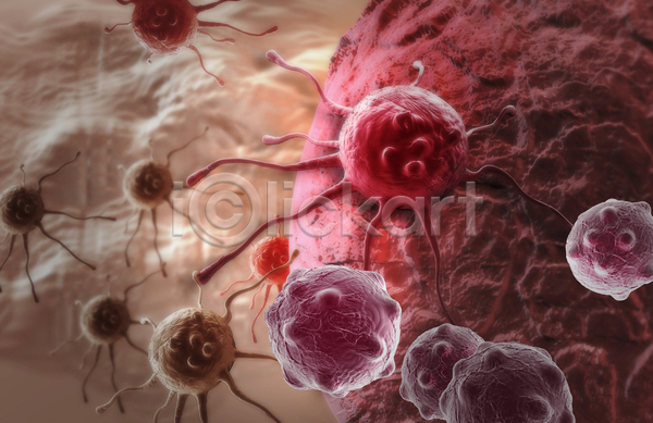 사람없음 3D JPG 디지털합성 포토 해외이미지 베이지색 빨간색 세포 암 의학 종양 질병