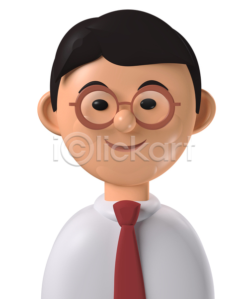남자 동양인 사람 중년 중년남자한명만 한명 3D JPG 포토 해외이미지 넥타이 디자인 미소(표정) 비즈니스 상반신 셔츠 아바타 안경 안경낌 캐릭터 코믹
