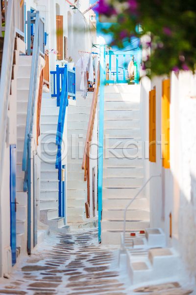 사람없음 JPG 소프트포커스 포토 해외이미지 계단 골목길 그늘 그리스 산토리니 야외 여름(계절) 여름풍경 좁은 주간