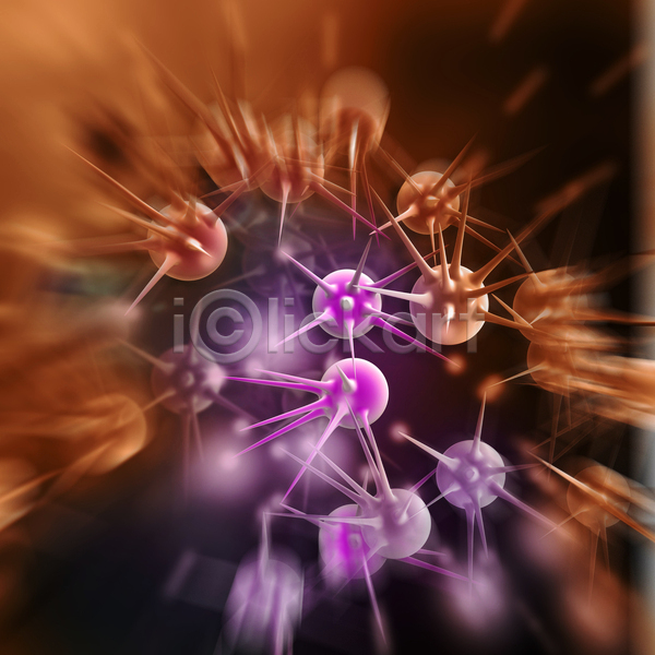 사람없음 3D JPG 디지털합성 포토 해외이미지 보라색 세포 암 의학 종양 주황색 질병