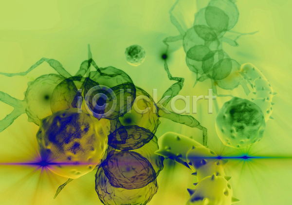 사람없음 3D JPG 디지털합성 포토 해외이미지 세포 암 의학 종양 질병 초록색