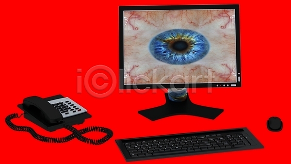 사람없음 3D JPG 일러스트 포토 해외이미지 감시 네트워크 노트북 눈(신체부위) 눈동자 모니터 사무실 어플리케이션 전화기 정보 직장 컴퓨터 통신