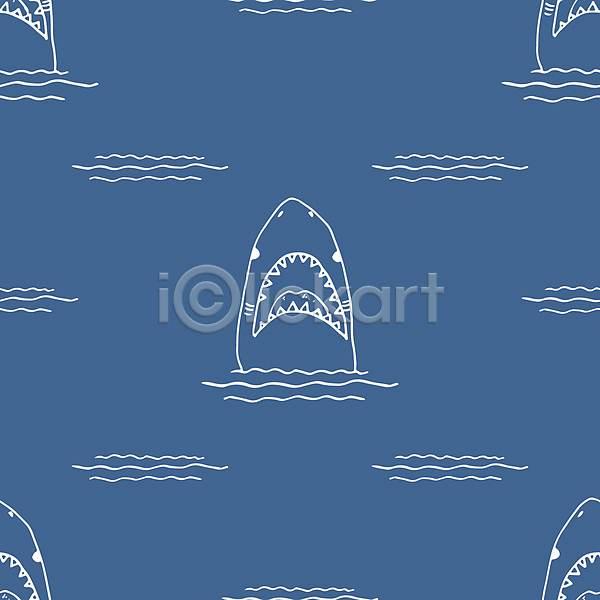 사람없음 JPG 라인일러스트 포토 해외이미지 그림 라인아트 물결 백그라운드 상어 파란색 패턴 패턴백그라운드