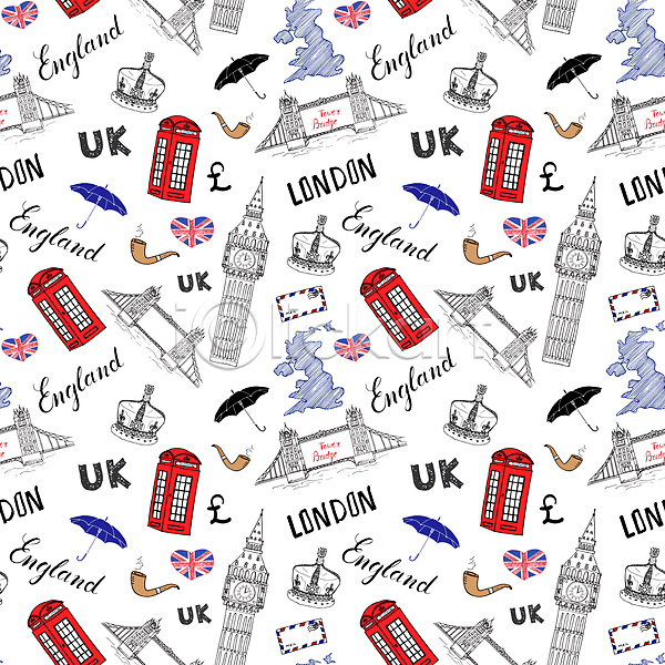 사람없음 JPG 일러스트 해외이미지 담뱃대 디자인 런던 런던브릿지 레터링 백그라운드 빅벤 손그림 영국 영어 왕관 우산 지도 패턴 편지봉투 하트