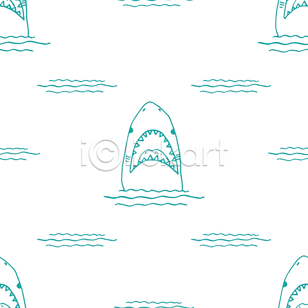 사람없음 JPG 라인일러스트 포토 해외이미지 그림 라인아트 물결 백그라운드 상어 패턴 패턴백그라운드