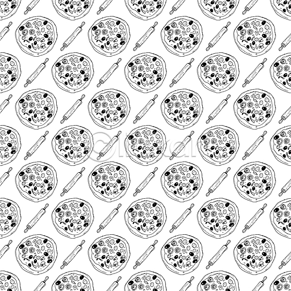 사람없음 JPG 일러스트 해외이미지 디자인 밀대 패턴 패턴백그라운드 피자