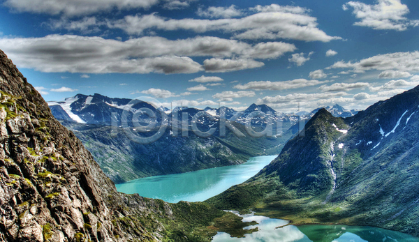 사람없음 JPG 포토 해외이미지 강 구름(자연) 노르웨이 산 산맥 야외 여행 자연 주간 풍경(경치) 하늘