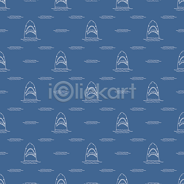 사람없음 JPG 라인일러스트 포토 해외이미지 그림 라인아트 물결 백그라운드 상어 파란색 패턴 패턴백그라운드