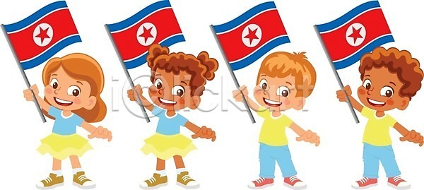 소년 어린이 EPS 일러스트 해외이미지 깃발 물결 배너 북쪽 손 심볼 클립아트 한국 해외일러스트