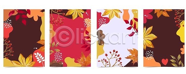 사람없음 EPS 일러스트 해외이미지 가을(계절) 갈색 나뭇잎 단풍 도토리 디자인 배너 백그라운드 빨간색 스타일 잎 포스터 프레임