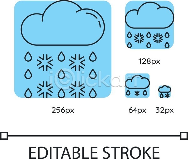 사람없음 EPS 라인아이콘 아이콘 일러스트 해외이미지 구름(자연) 날씨 눈(날씨) 비(날씨) 사각형 하늘색