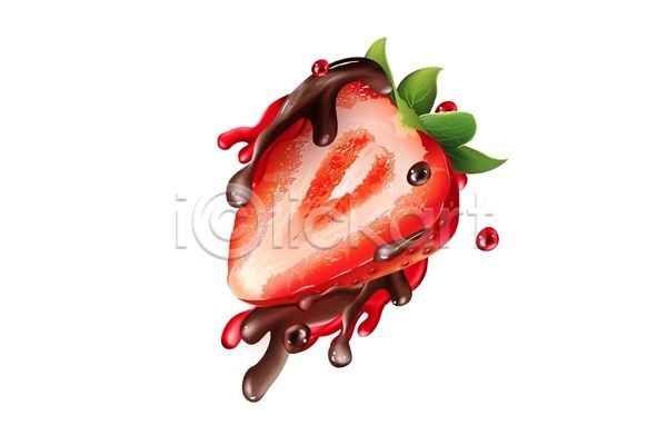 사람없음 EPS 일러스트 해외이미지 딸기 스플래쉬 초콜릿 혼합