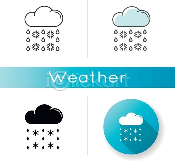 사람없음 EPS 아이콘 일러스트 해외이미지 구름(자연) 날씨 눈(날씨) 빗방울 세트 원형 종류