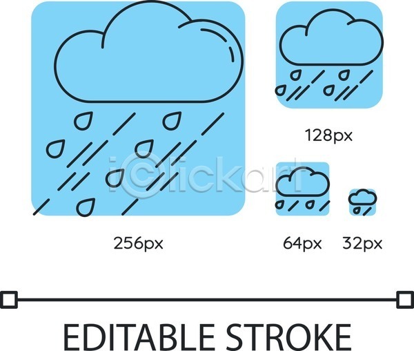 사람없음 EPS 라인아이콘 아이콘 일러스트 해외이미지 구름(자연) 날씨 비(날씨) 사각형 하늘색