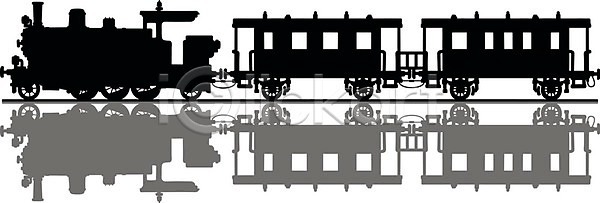 클래식 EPS 실루엣 일러스트 해외이미지 검은색 교통시설 그림자 기계 기차 만화 복고 수증기 수확 승객 엔진 옛날 탱크 해외일러스트