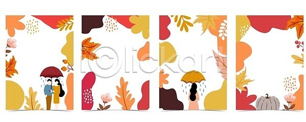 남자 사람없음 성인 성인만 세명 여자 EPS 일러스트 해외이미지 꽃 꽃무늬 들기 디자인 배너 백그라운드 스타일 우산 포스터 프레임 호박