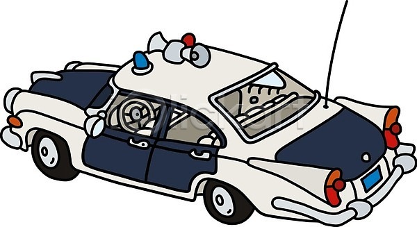 빈티지 클래식 사람없음 EPS 일러스트 해외이미지 경찰 경찰차 복고 자동차 클래식카 파란색 흰색
