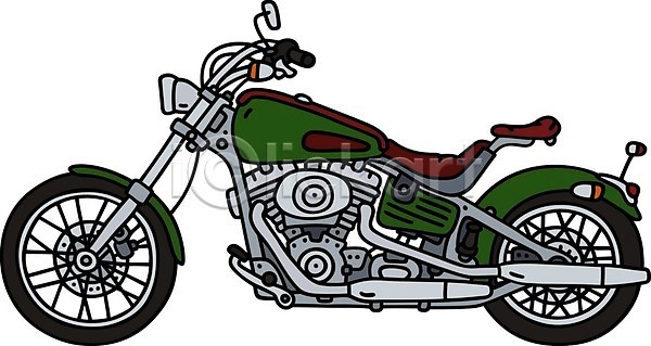 클래식 사람없음 EPS 일러스트 해외이미지 오토바이 초록색