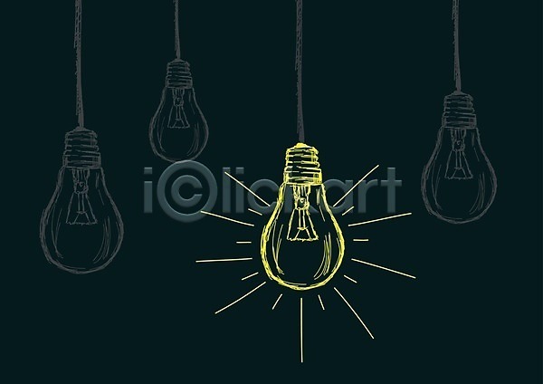 아이디어 EPS 일러스트 해외이미지 그래픽 낙서 노란색 디자인 문학 미술 빛 손그림 스케치 에너지 엘리먼트 전구 전기 추상 컨셉