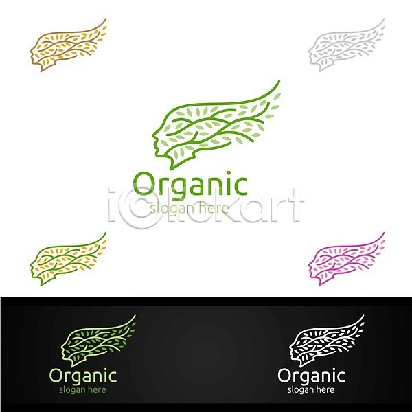 사람없음 EPS 해외이미지 디자인 바이오 브랜딩 식물 심볼 얼굴모양 에코 유기농 잎