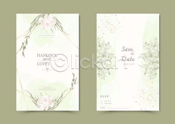 사람없음 EPS 일러스트 해외이미지 결혼 결혼식 꽃 꽃다발 꽃무늬 벚꽃 장미 청첩장 초록색