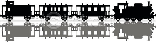 클래식 EPS 실루엣 일러스트 해외이미지 검은색 교통시설 그림자 기계 기차 만화 복고 수증기 수확 승객 엔진 옛날 탱크 해외일러스트