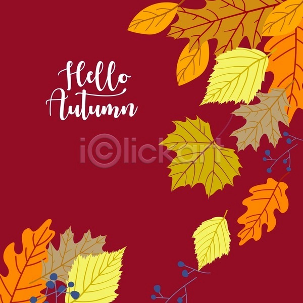 사람없음 EPS 일러스트 해외이미지 가을(계절) 나뭇잎 낙엽 단풍 백그라운드 빨간색 손글씨 타이포그라피