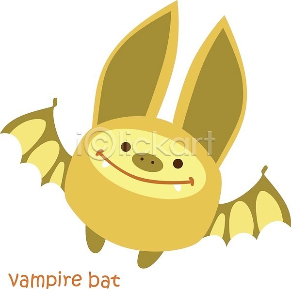 귀여움 사람없음 EPS 일러스트 해외이미지 동물캐릭터 박쥐 한마리