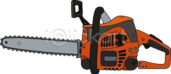 EPS 일러스트 해외이미지 건물 공구 기계 노동자 만화 모터 목재 업무 오렌지 자르기 잡동사니 전기톱 커터 해외일러스트