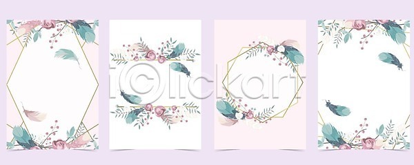 사람없음 EPS 일러스트 해외이미지 깃털 꽃 꽃무늬 디자인 배너 백그라운드 분홍색 포스터 프레임