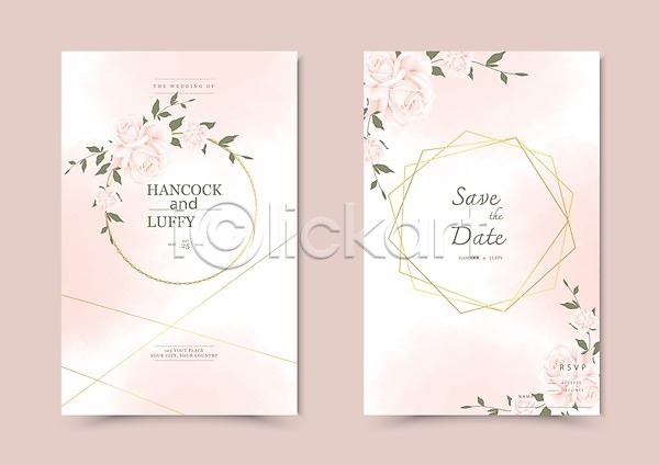 사람없음 EPS 일러스트 해외이미지 결혼 결혼식 꽃 꽃다발 꽃무늬 벚꽃 분홍색 장미 청첩장