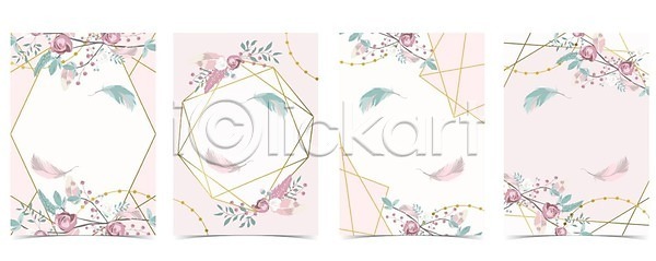 사람없음 EPS 일러스트 해외이미지 기념일 깃털 꽃 꽃무늬 디자인 배너 백그라운드 분홍색 패턴 포스터 프레임