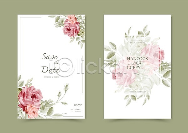 사람없음 EPS 일러스트 해외이미지 결혼 결혼식 꽃 꽃다발 꽃무늬 벚꽃 분홍색 장미 청첩장