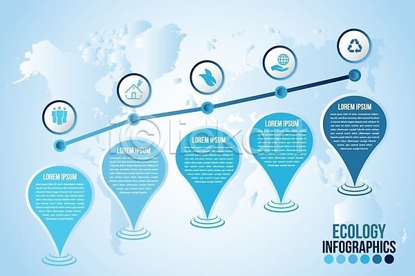 사람없음 EPS 일러스트 해외이미지 단계 물방울무늬 원형 인포그래픽 파란색 환경