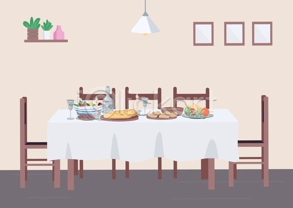 사람없음 EPS 일러스트 해외이미지 식사 음식 의자 탁자