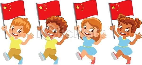 축하 어린이 EPS 일러스트 해외이미지 깃발 물결 바둑 배너 손 심볼 중국 축제 클립아트 해외일러스트