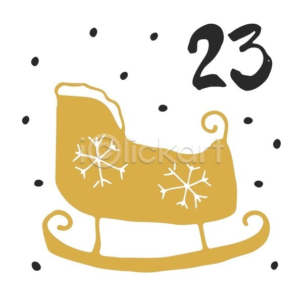 사람없음 EPS 일러스트 해외이미지 12월 날짜 눈내림 달력 숫자 썰매 크리스마스 타이포그라피