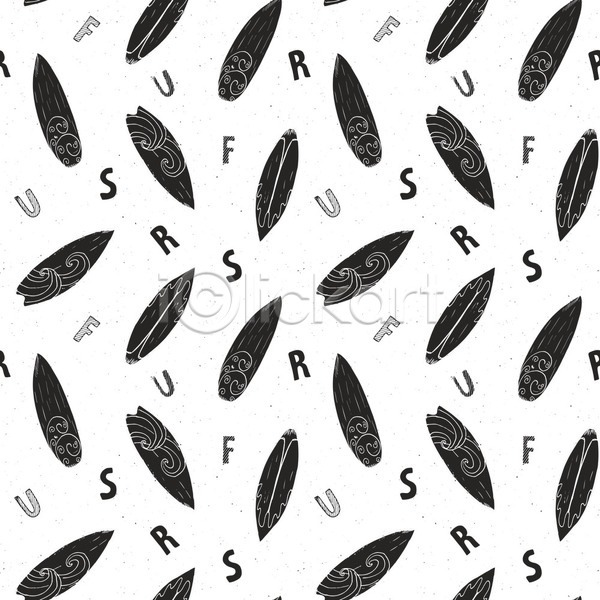 사람없음 EPS 일러스트 해외이미지 흑백 서핑 서핑보드 손그림 알파벳 파도 패턴