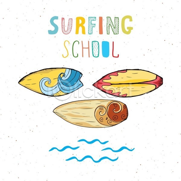사람없음 EPS 일러스트 해외이미지 물결 서핑 서핑보드 손그림 영어 컬러풀 타이포그라피 파도