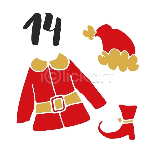 사람없음 EPS 일러스트 해외이미지 12월 날짜 달력 산타옷 숫자 크리스마스 타이포그라피