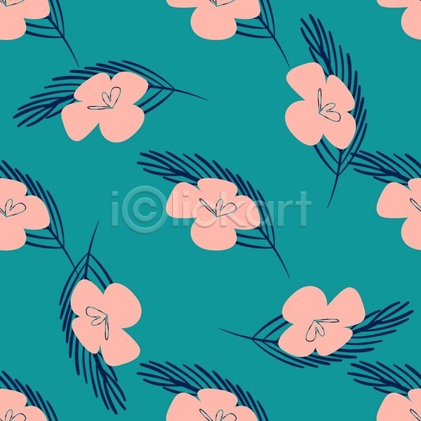 시원함 사람없음 EPS 일러스트 해외이미지 백그라운드 보테니컬아트 분홍색 여름(계절) 열대꽃 열대잎 초록색 패턴 패턴백그라운드